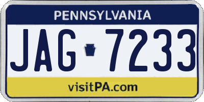 PA license plate JAG7233