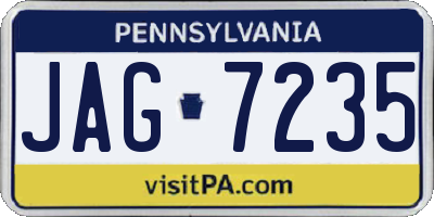 PA license plate JAG7235