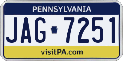 PA license plate JAG7251