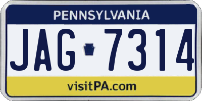 PA license plate JAG7314