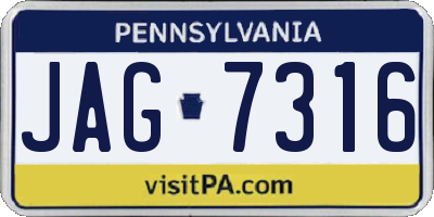 PA license plate JAG7316