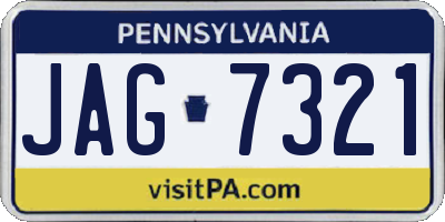 PA license plate JAG7321