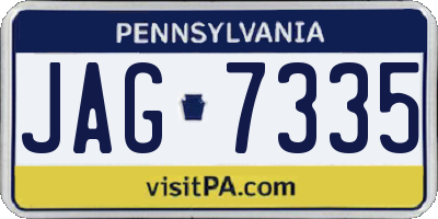 PA license plate JAG7335