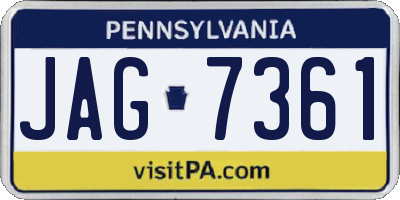 PA license plate JAG7361