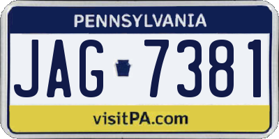 PA license plate JAG7381