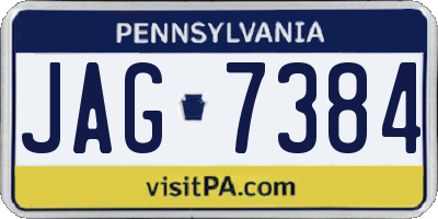 PA license plate JAG7384