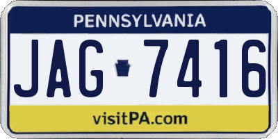 PA license plate JAG7416