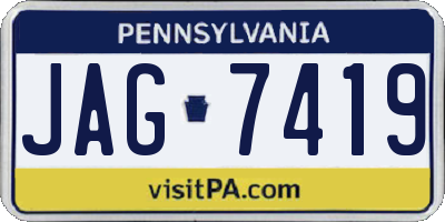 PA license plate JAG7419