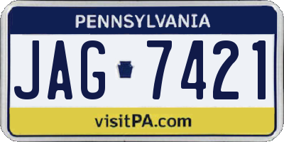 PA license plate JAG7421