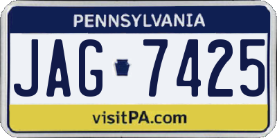 PA license plate JAG7425