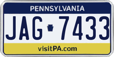 PA license plate JAG7433