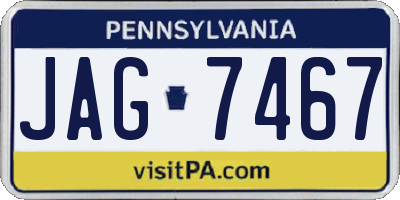 PA license plate JAG7467