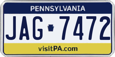 PA license plate JAG7472