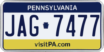 PA license plate JAG7477