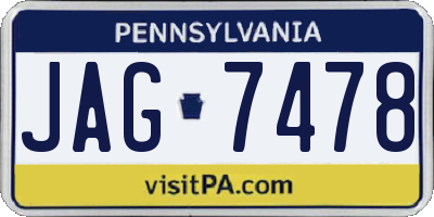 PA license plate JAG7478