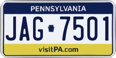 PA license plate JAG7501