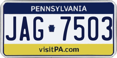 PA license plate JAG7503