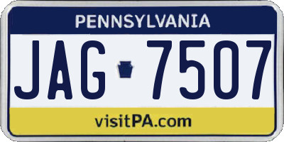 PA license plate JAG7507