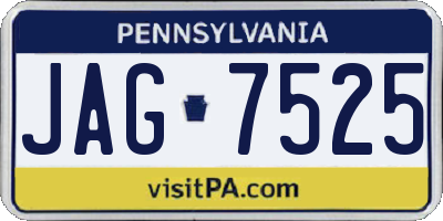 PA license plate JAG7525