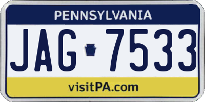 PA license plate JAG7533