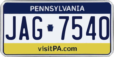 PA license plate JAG7540