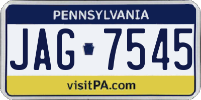 PA license plate JAG7545