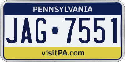 PA license plate JAG7551