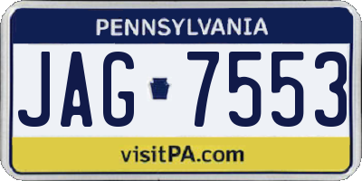 PA license plate JAG7553