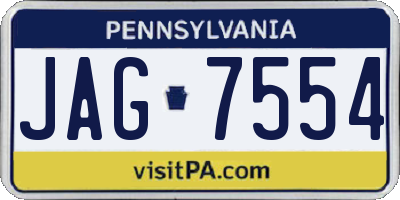 PA license plate JAG7554