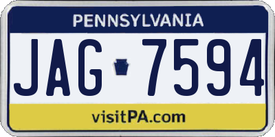 PA license plate JAG7594