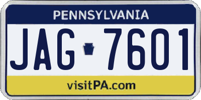 PA license plate JAG7601