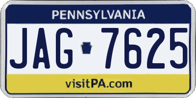 PA license plate JAG7625