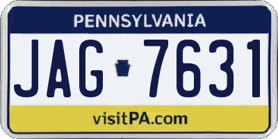 PA license plate JAG7631