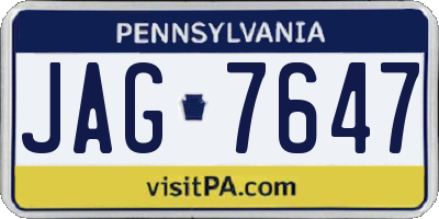 PA license plate JAG7647