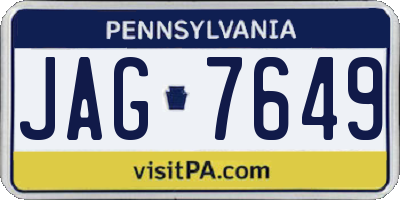 PA license plate JAG7649