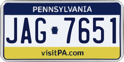 PA license plate JAG7651
