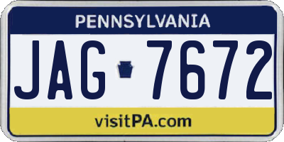 PA license plate JAG7672