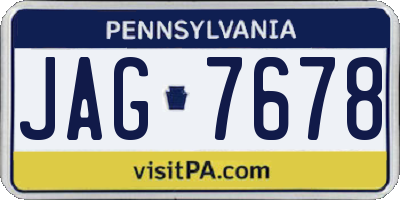 PA license plate JAG7678