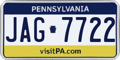 PA license plate JAG7722