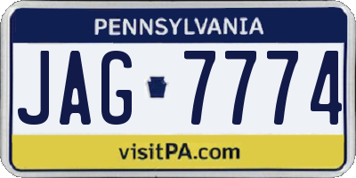 PA license plate JAG7774