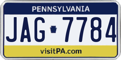 PA license plate JAG7784