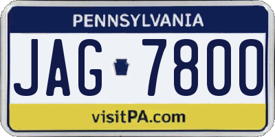 PA license plate JAG7800