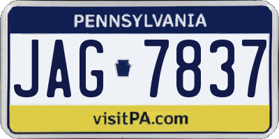 PA license plate JAG7837