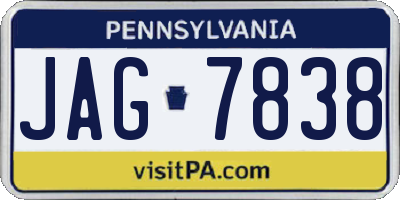 PA license plate JAG7838