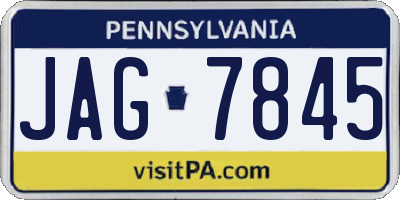 PA license plate JAG7845