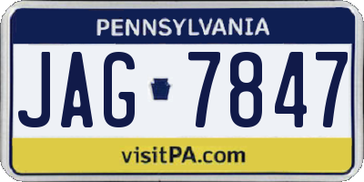 PA license plate JAG7847
