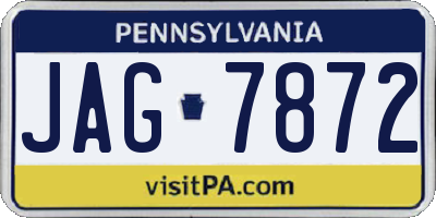 PA license plate JAG7872