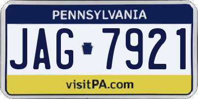 PA license plate JAG7921