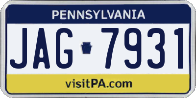 PA license plate JAG7931