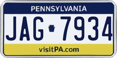 PA license plate JAG7934